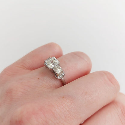 Vintage 1.51ct Asscher Cut Diamond Ring