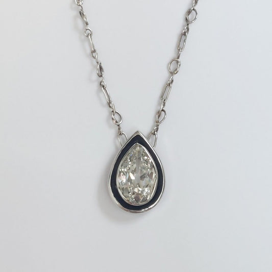 Vintage 1.52ct Pear Shape Diamond Pendant Necklace