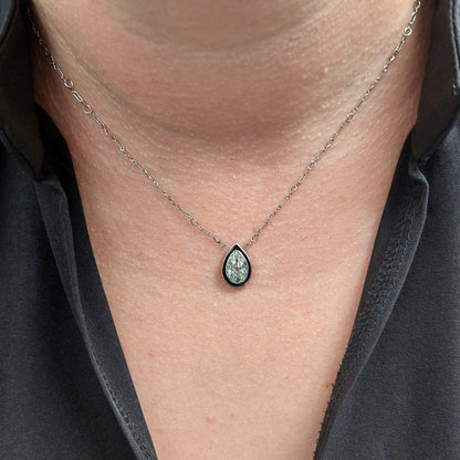 Art Deco Pear Shape Diamond Pendant Necklace, 1.52 carats