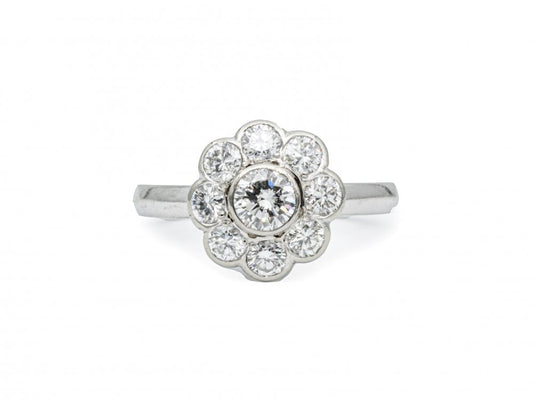 Vintage 1.70ct Diamond Daisy Cluster Ring