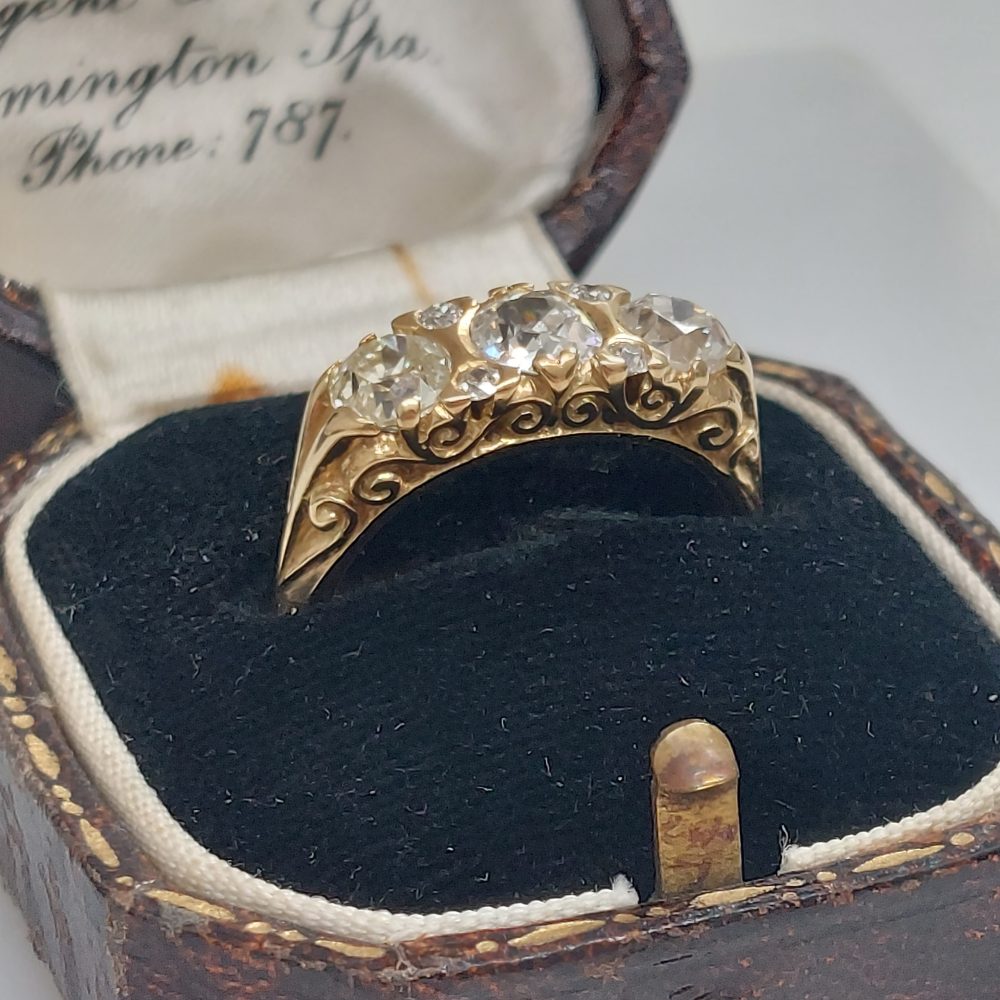 Vintage 1.50ct Old Cut Diamond Three Stone Ring