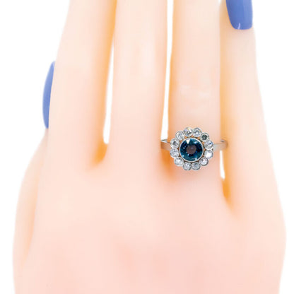 Vintage 1.70ct Sapphire and Diamond Cluster Ring
