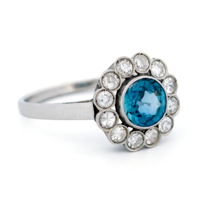 Vintage 1.70ct Sapphire and Diamond Cluster Ring