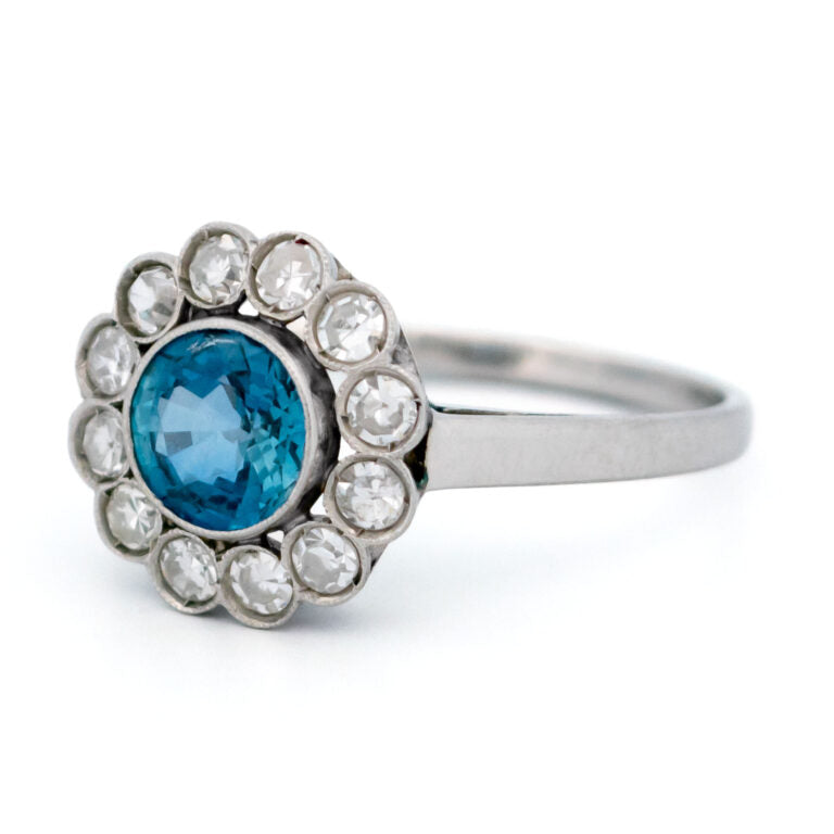 Vintage 1.70ct Sapphire and Diamond Cluster Ring