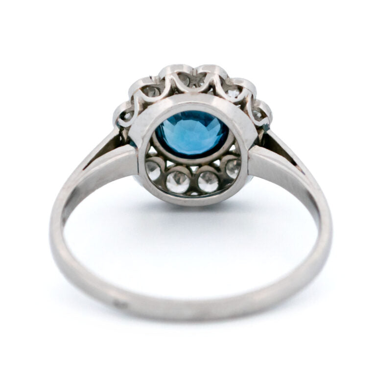 Vintage 1.70ct Sapphire and Diamond Cluster Ring