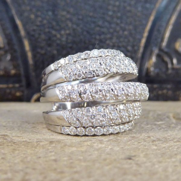 Vintage 1.74ct Five Strand Half Eternity Diamond Ring