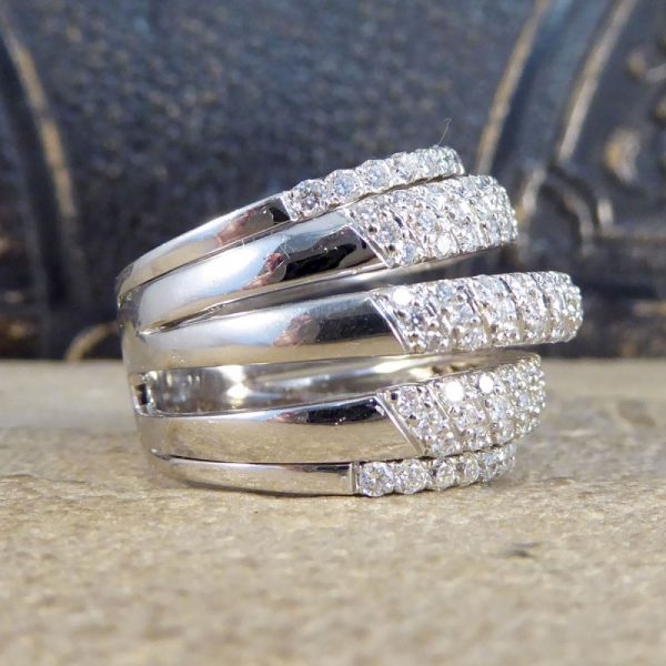 Vintage 1.74ct Five Strand Half Eternity Diamond Ring