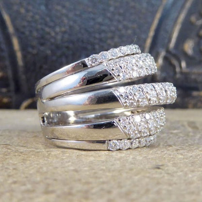 Vintage 1.74ct Five Strand Half Eternity Diamond Ring