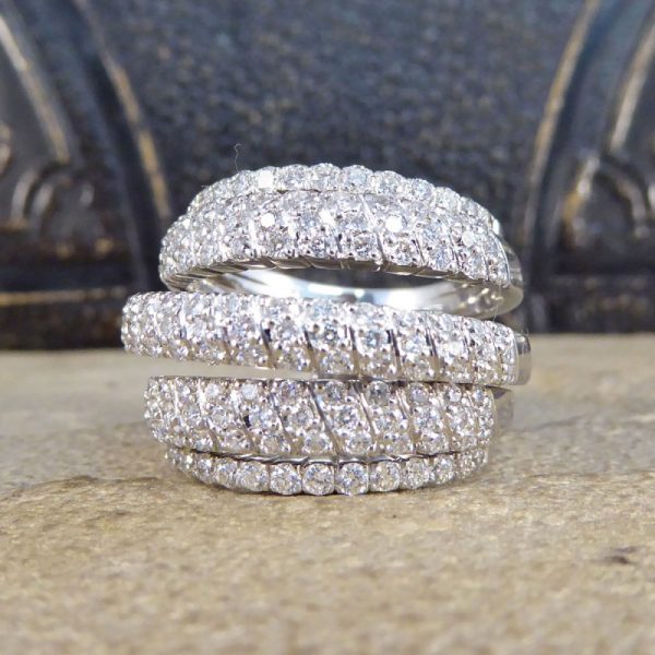 Vintage 1.74ct Five Strand Half Eternity Diamond Ring