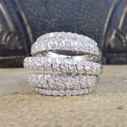 Vintage 1.74ct Five Strand Half Eternity Diamond Ring