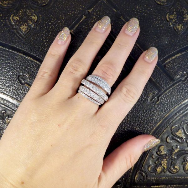 Vintage 1.74ct Five Strand Half Eternity Diamond Ring