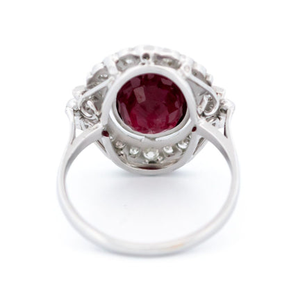 Vintage 1.80ct Ruby and Diamond Cluster Ring