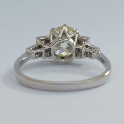 Vintage 1.82ct Diamond Solitaire Ring with Baguette Diamond Shoulders