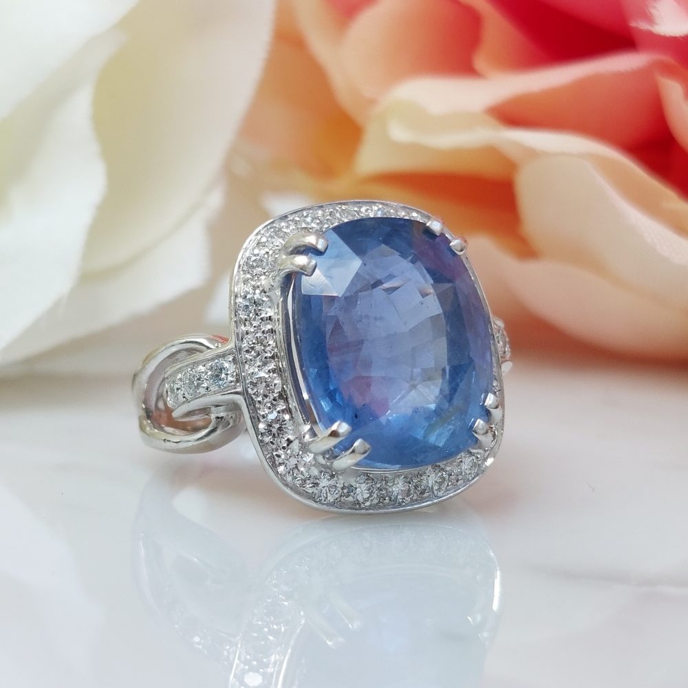 Vintage 11.55ct Sapphire and Diamond Cluster Ring
