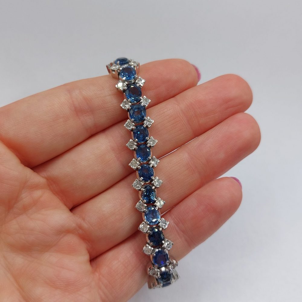 Vintage 13ct Sapphire and Diamond Line Bracelet