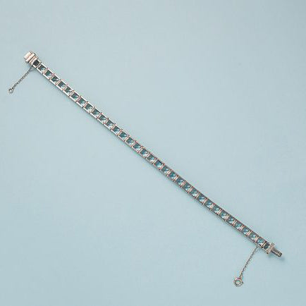 Vintage 16ct Baguette Cut Aquamarine Line Bracelet in Platinum and Iridium