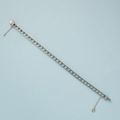 Vintage 16ct Baguette Cut Aquamarine Line Bracelet in Platinum and Iridium