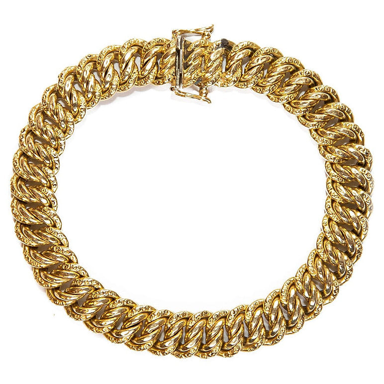 Vintage 18ct Yellow Gold Fancy Link Curb Bracelet, Circa 1990s