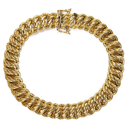 Vintage 18ct Yellow Gold Fancy Link Curb Bracelet, Circa 1990s