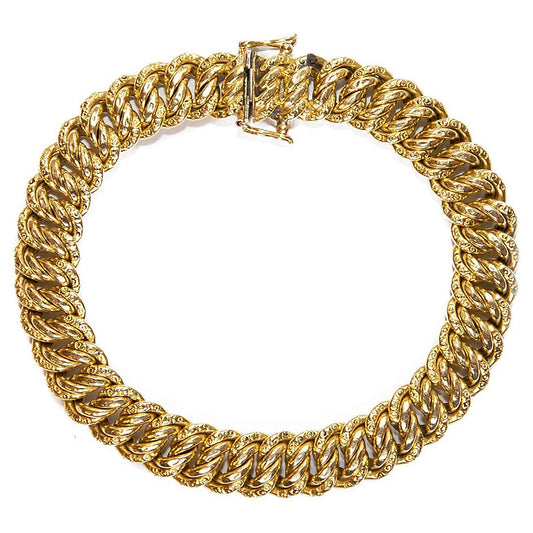 Vintage 18ct Yellow Gold Fancy Link Curb Bracelet, Circa 1990s