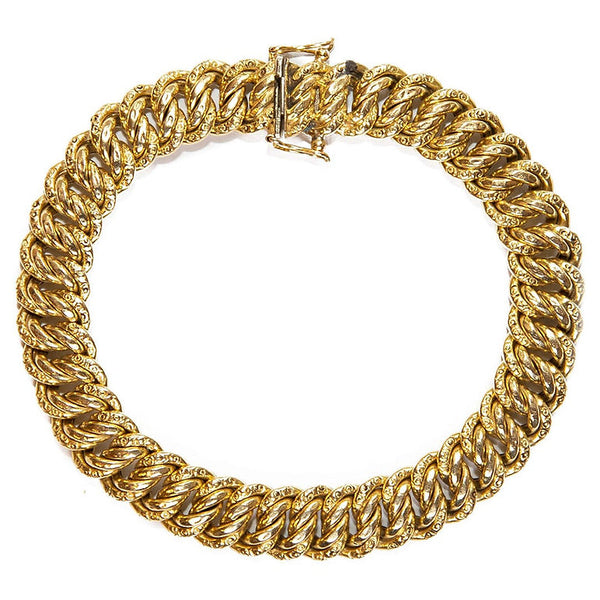 Vintage 18ct Yellow Gold Fancy Link Curb Bracelet, Circa 1990s