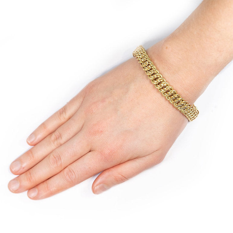 Vintage 18ct Yellow Gold Fancy Link Curb Bracelet, Circa 1990s