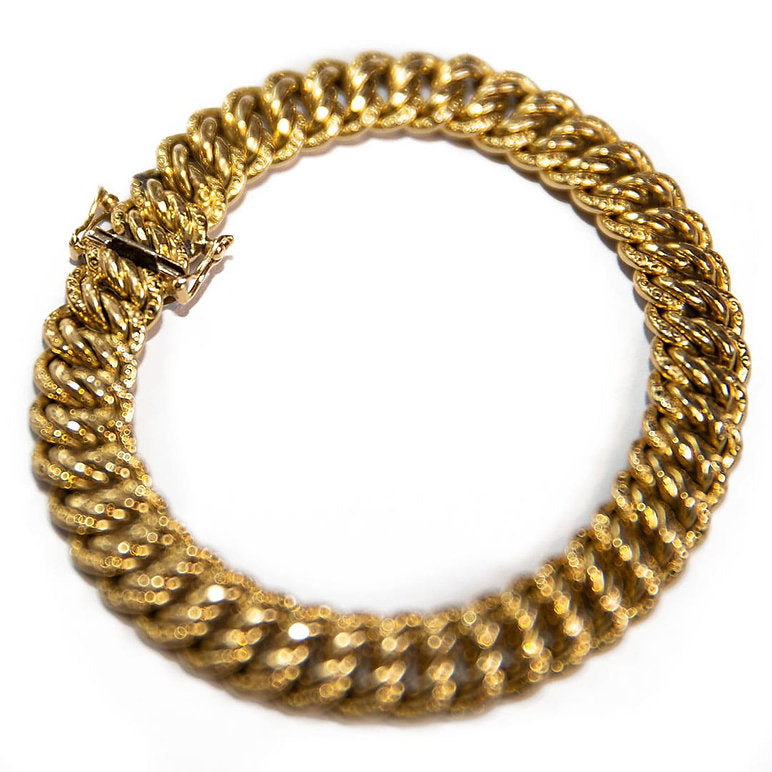Vintage 18ct Yellow Gold Fancy Link Curb Bracelet, Circa 1990s