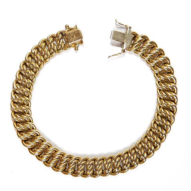 Vintage 1990s Fancy Link 18ct Yellow Gold Curb Bracelet