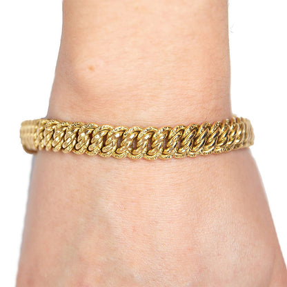Vintage 18ct Yellow Gold Fancy Link Curb Bracelet, Circa 1990s