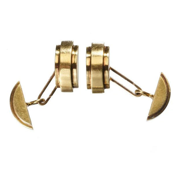 Vintage Art Deco Design Gold Cufflinks by Marcel Wolfers