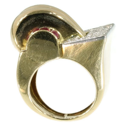 Vintage 1940s Diamond and Ruby Dress Ring