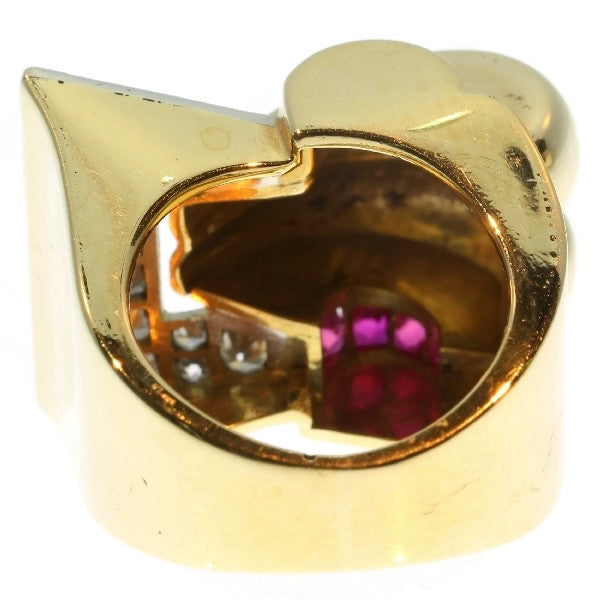 Vintage 1940s Diamond and Ruby Dress Ring