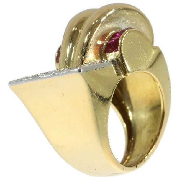 Vintage 1940s Diamond and Ruby Dress Ring