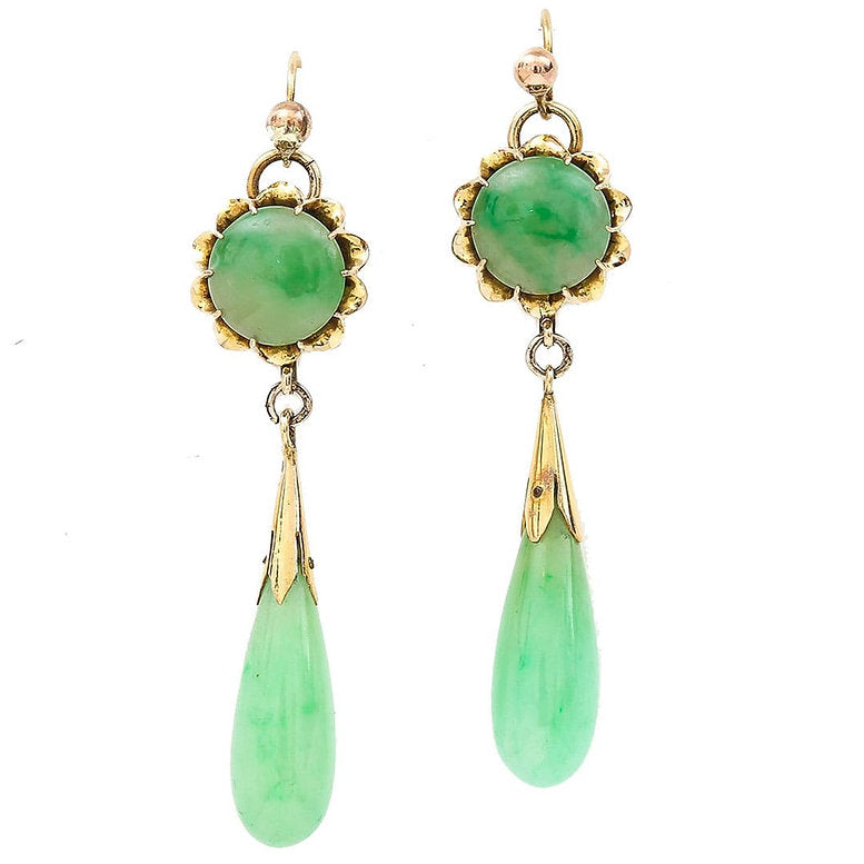 Vintage 1940s Jadeite Jade Drop Earrings