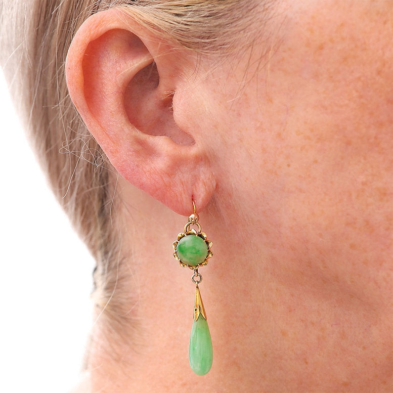 Vintage 1940s Jadeite Jade Drop Earrings