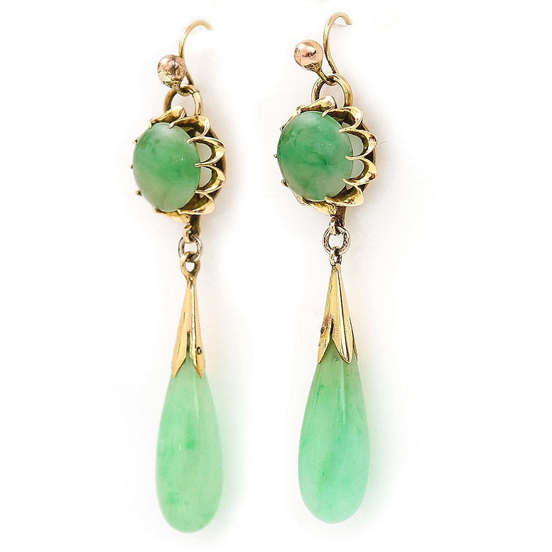 Vintage 1940s Jadeite Jade Drop Earrings
