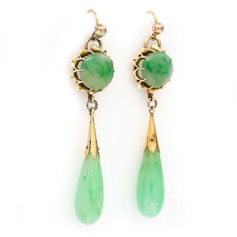 Vintage 1940s Jadeite Jade Drop Earrings