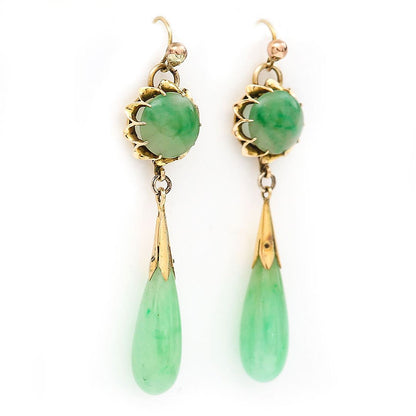 Vintage 1940s Jadeite Jade Drop Earrings