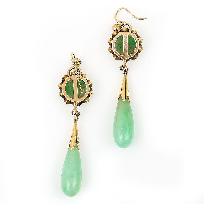 Vintage 1940s Jadeite Jade Drop Earrings