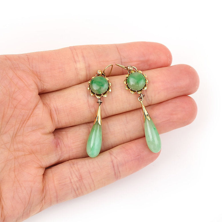 Vintage 1940s Jadeite Jade Drop Earrings