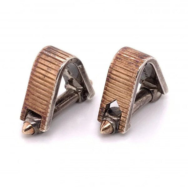 Vintage 1940s Silver And Gold Stirrup Cufflinks