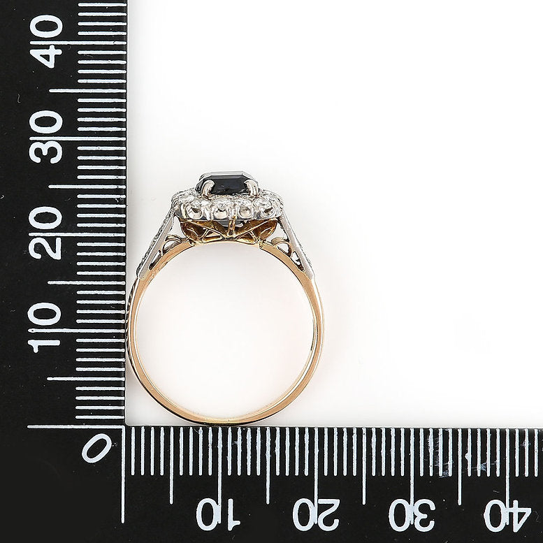 Vintage 1950s Sapphire and Diamond Cluster Engagement Ring