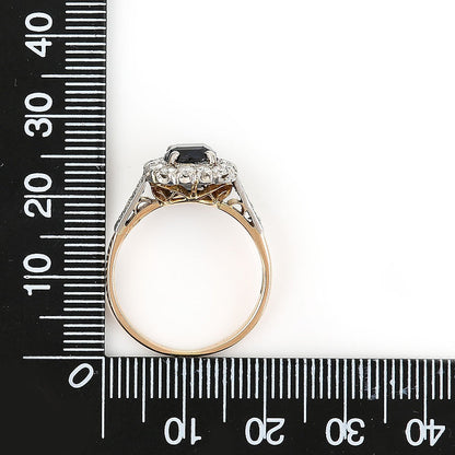 Vintage 1950s Sapphire and Diamond Cluster Engagement Ring