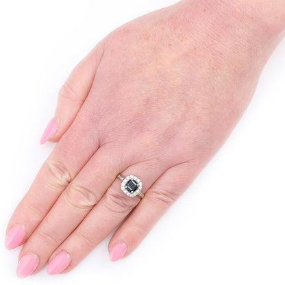 Vintage 1950s Sapphire and Diamond Cluster Engagement Ring