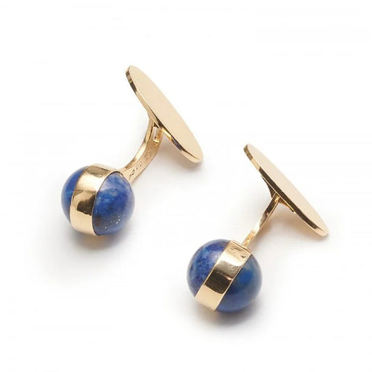 Vintage 1960s Georg Jensen Lapis Lazuli Ball And Gold Cufflinks, Designed By Magnus Stephensen
