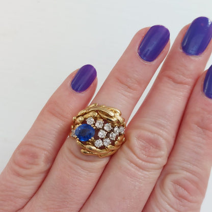 Vintage 1960s Sapphire and Diamond Dress Ring