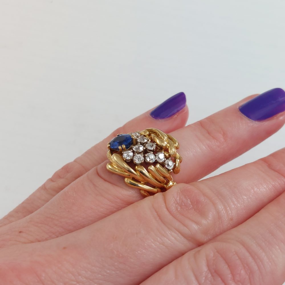 Vintage 1960s Sapphire and Diamond Dress Ring