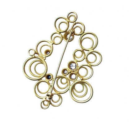 Vintage 18ct Yellow Gold Hoop Brooch with Diamonds