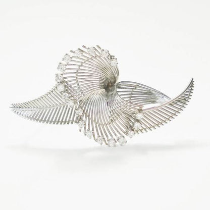 Vintage 1ct Diamond and 18ct White Gold Spray Brooch, Circa 1970s