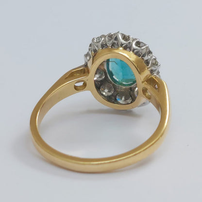 Vintage Emerald and Diamond Cluster Ring